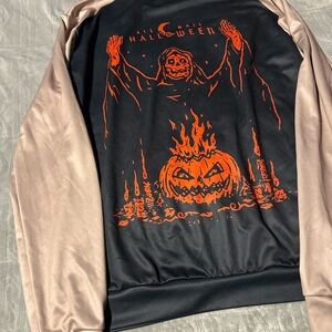 Halloween Graphic Jacket with Pumpkin Design